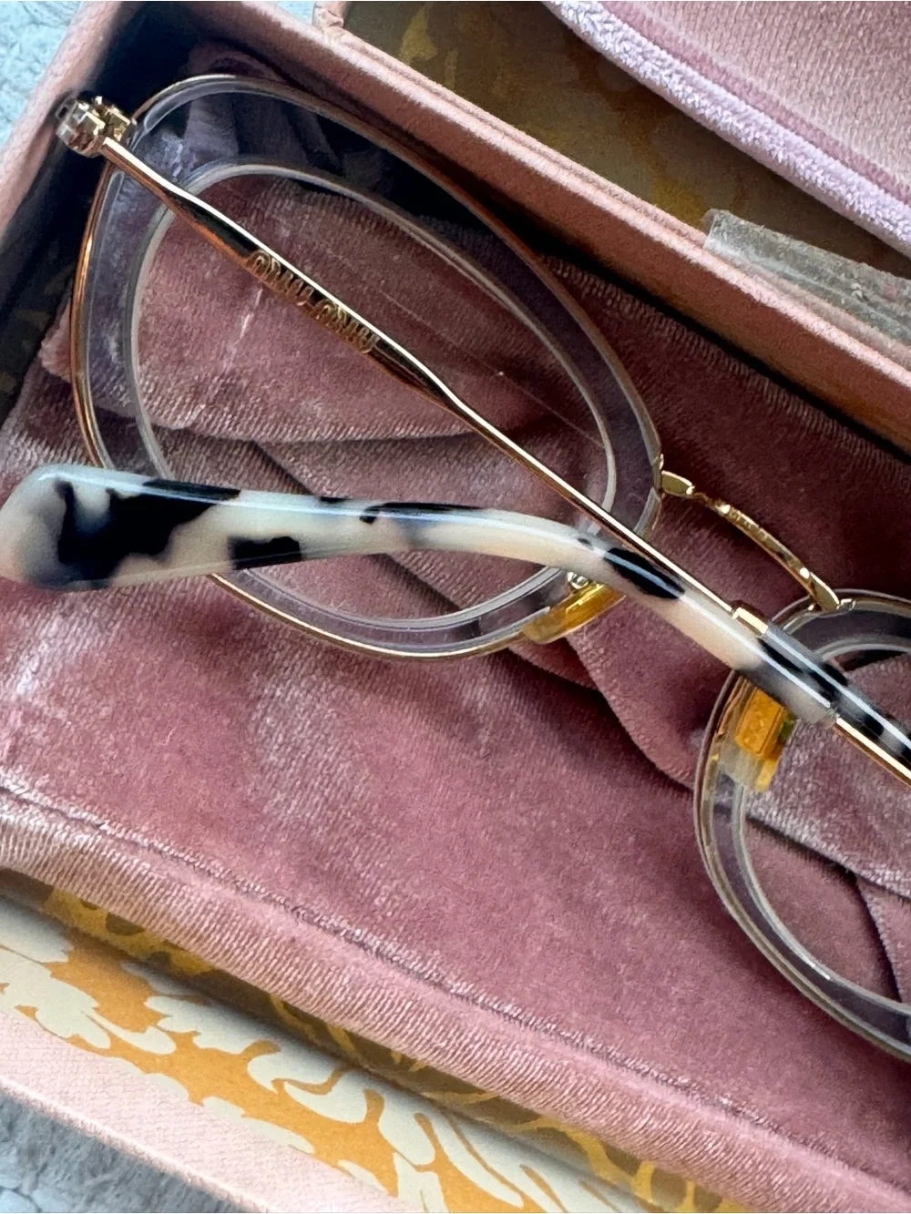 Miu Miu VMU52N Cat Eye Eyeglasses Pastel Purple / Gold Italy Full Set Case